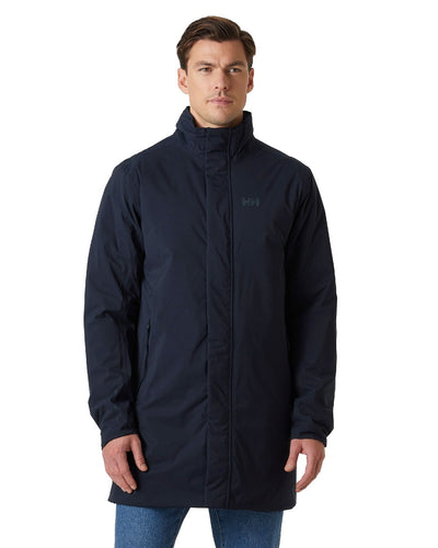 Navy Coloured Helly Hansen Mens Urbo Pro Insulated Raincoat on white background #colour_navy