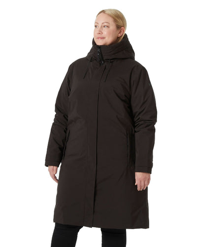 Black coloured Helly Hansen Victoria Insulated Rain Coat on white background #colour_black