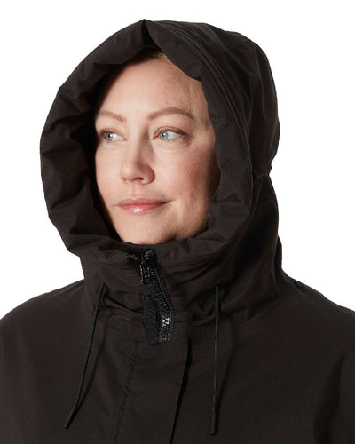 Black coloured Helly Hansen Victoria Insulated Rain Coat on white background #colour_black