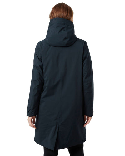 Navy coloured Helly Hansen Victoria Insulated Rain Coat on white background #colour_navy