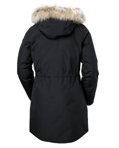 Black coloured Helly Hansen Women's Senja Waterproof Parka on white background #colour_black