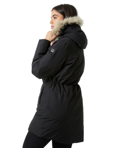 Black coloured Helly Hansen Women's Senja Waterproof Parka on white background #colour_black