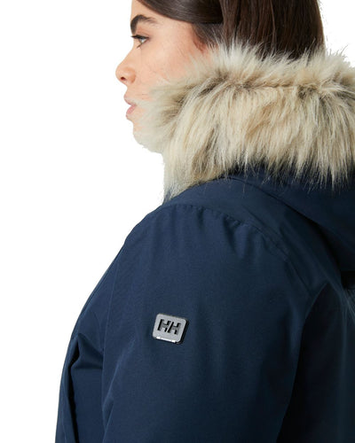 Navy coloured Helly Hansen Women's Senja Waterproof Parka on white background #colour_navy