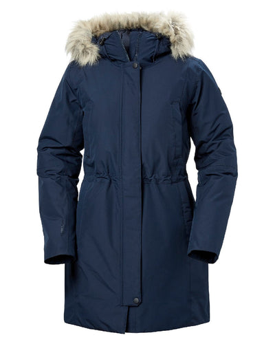 Navy coloured Helly Hansen Women's Senja Waterproof Parka on white background #colour_navy