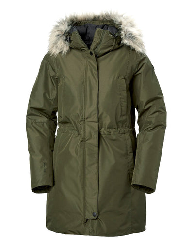 Utility Green coloured Helly Hansen Women's Senja Waterproof Parka on white background #colour_utility-green