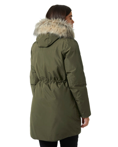 Utility Green coloured Helly Hansen Women's Senja Waterproof Parka on white background #colour_utility-green