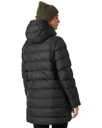 Black Coloured Helly Hansen Womens Active Puffy Parka on white background #colour_black