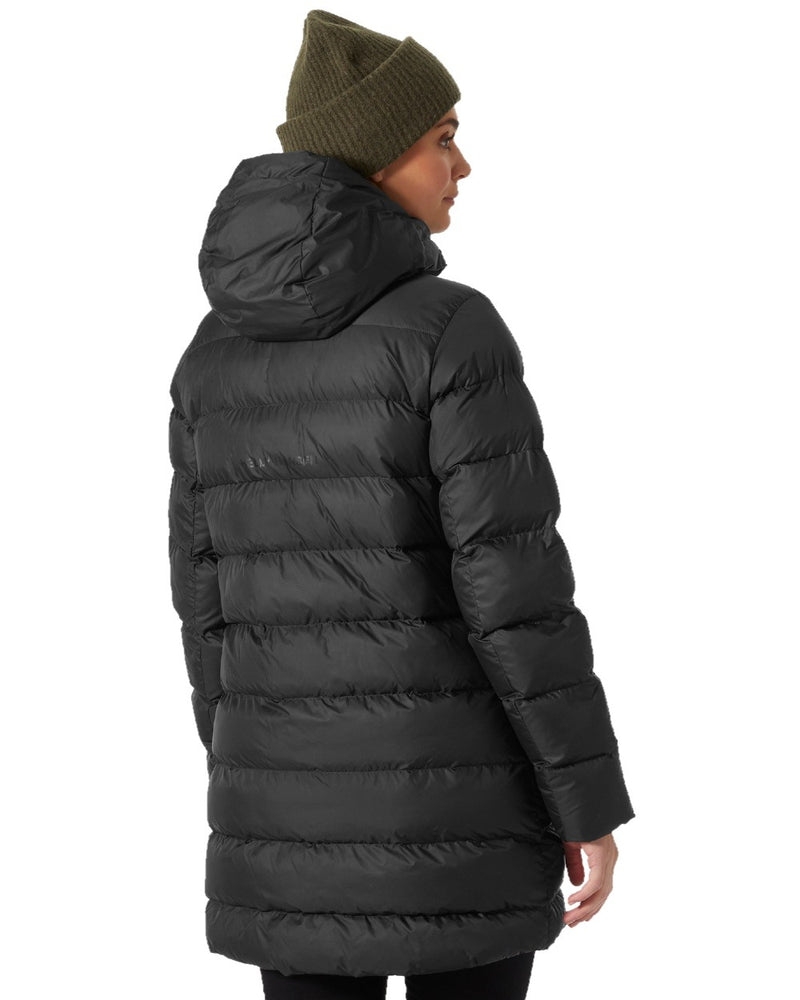 Black Coloured Helly Hansen Womens Active Puffy Parka on white background 