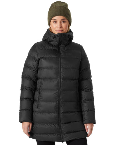 Black Coloured Helly Hansen Womens Active Puffy Parka on white background #colour_black