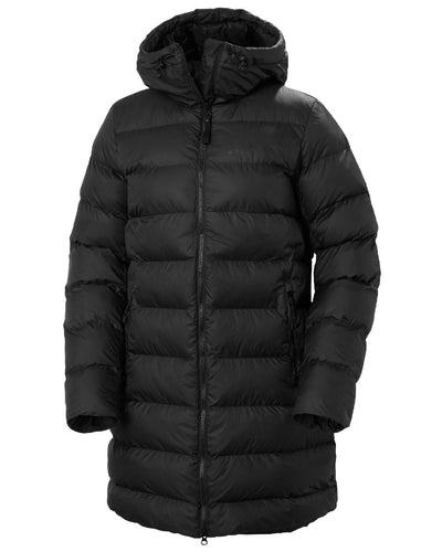 Black Coloured Helly Hansen Womens Active Puffy Parka on white background #colour_black