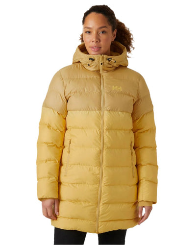 Sand Coloured Helly Hansen Womens Active Puffy Parka on white background #colour_sand