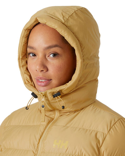 Sand Coloured Helly Hansen Womens Active Puffy Parka on white background #colour_sand