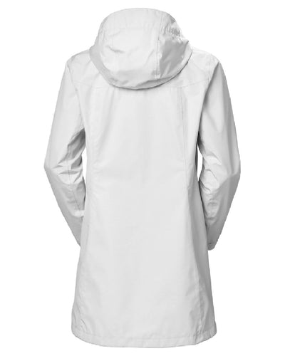 White coloured Helly Hansen Womens Aden Long Rain Coat on white background #colour_white