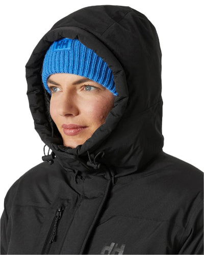 Black coloured Helly Hansen Womens Adore Helly Tech Parka on white background #colour_black