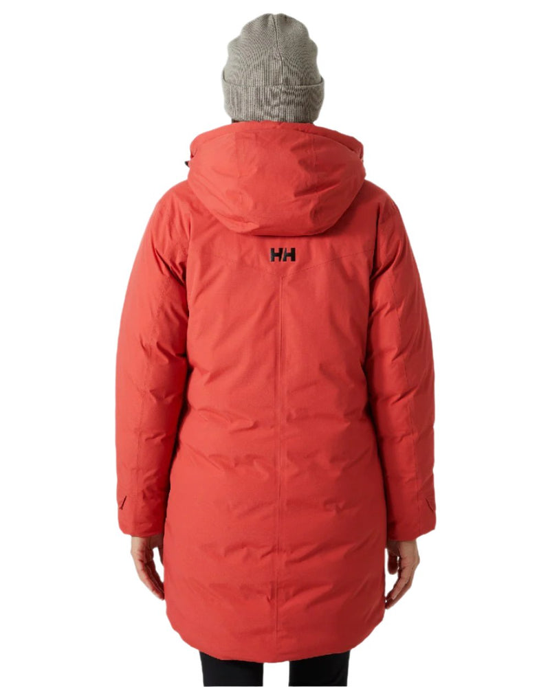 Poppy Red coloured Helly Hansen Womens Adore Helly Tech Parka on white background 