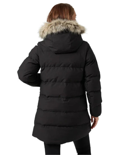 Black Coloured Helly Hansen Womens Blossom Puffy Winter Parka on white background #colour_black