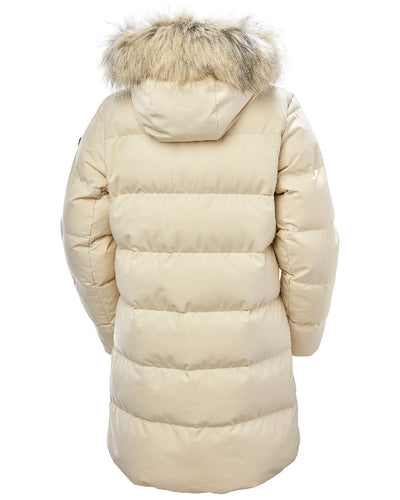 Cream Coloured Helly Hansen Womens Blossom Puffy Winter Parka on white background #colour_cream