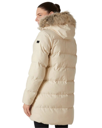 Cream Coloured Helly Hansen Womens Blossom Puffy Winter Parka on white background #colour_cream