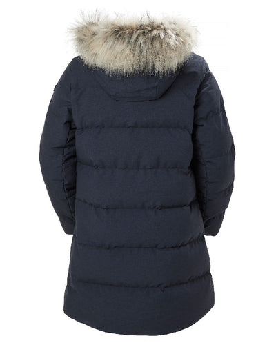 Navy Coloured Helly Hansen Womens Blossom Puffy Winter Parka on white background #colour_navy