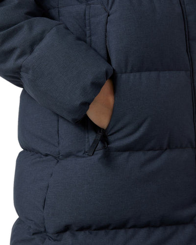 Navy Coloured Helly Hansen Womens Blossom Puffy Winter Parka on white background #colour_navy