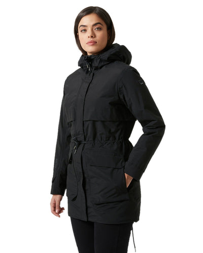 Black Coloured Helly Hansen Womens Boyne Insulated Parka 2.0 on white background #colour_black