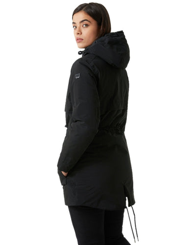 Black Coloured Helly Hansen Womens Boyne Insulated Parka 2.0 on white background #colour_black