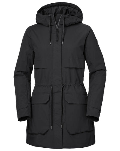 Black Coloured Helly Hansen Womens Boyne Insulated Parka 2.0 on white background #colour_black