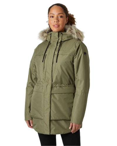 Lav Green Coloured Helly Hansen Womens Coastal Parka on white background #colour_lav-green