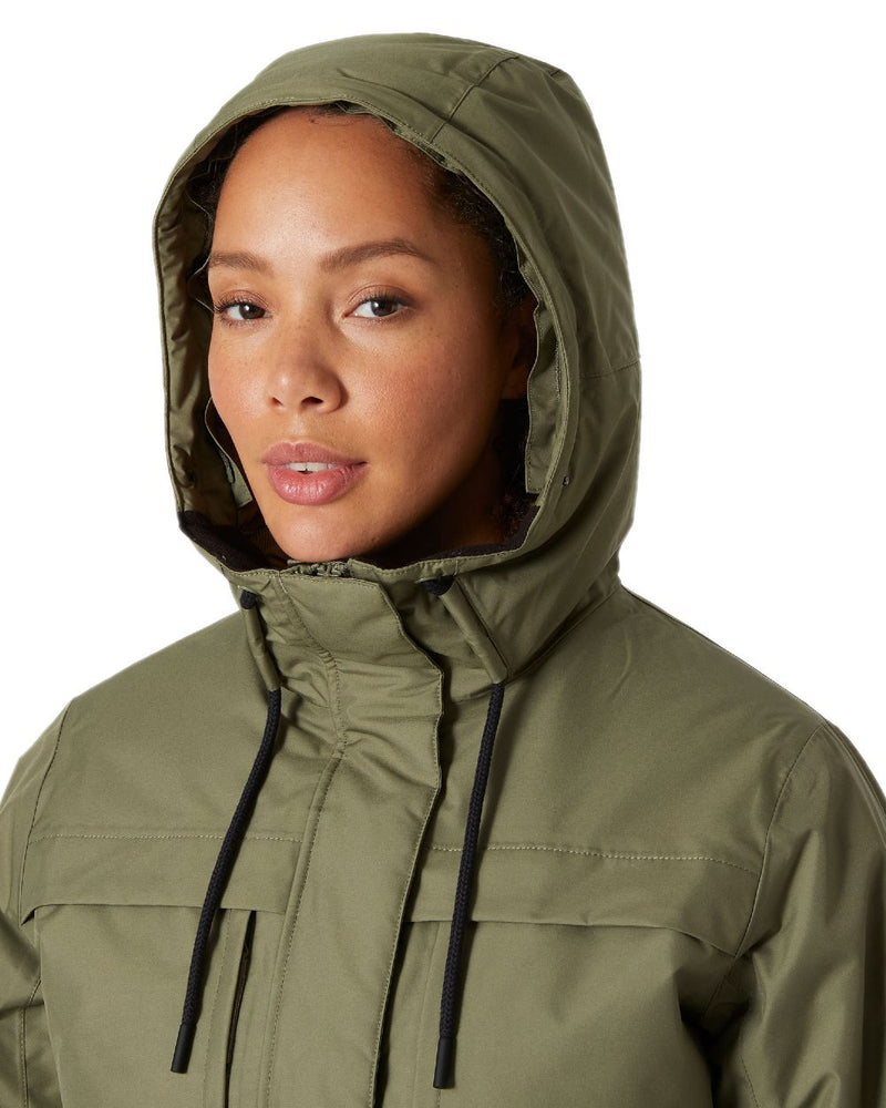 Lav Green Coloured Helly Hansen Womens Coastal Parka on white background 