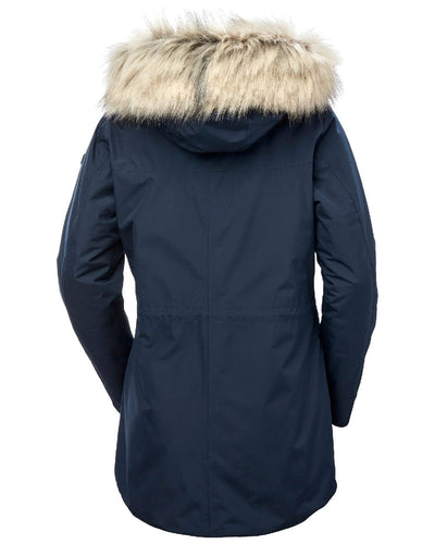 Navy Coloured Helly Hansen Womens Coastal Parka on white background #colour_navy