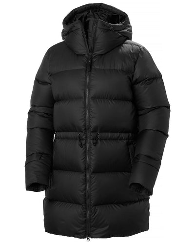 Black Coloured Helly Hansen Womens Essence Down Parka on white background #colour_black