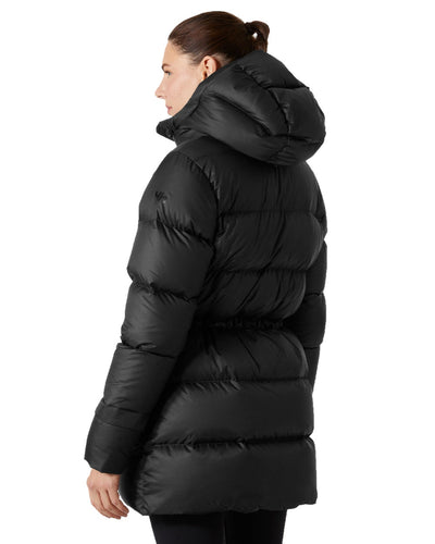 Black Coloured Helly Hansen Womens Essence Down Parka on white background #colour_black