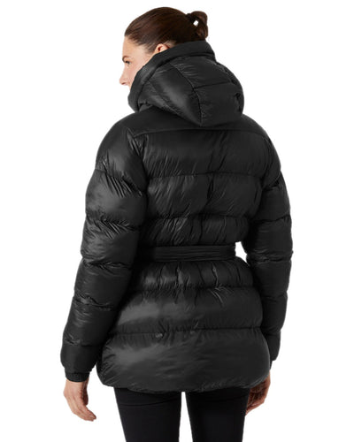 Black Coloured Helly Hansen Womens Grace Puffy Parka on white background #colour_black