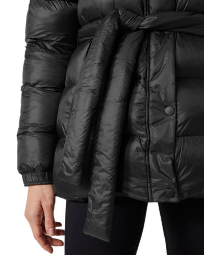 Black Coloured Helly Hansen Womens Grace Puffy Parka on white background #colour_black