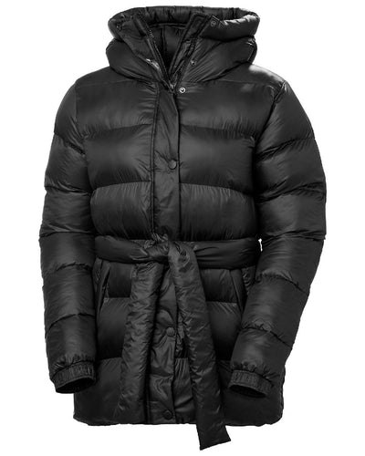 Black Coloured Helly Hansen Womens Grace Puffy Parka on white background #colour_black