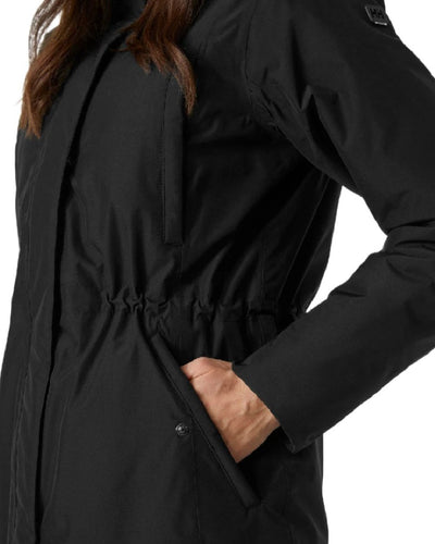 Black Helly Hansen Womens Irma Parka on white background #colour_black