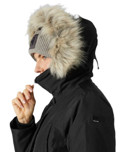 Black Helly Hansen Womens Irma Parka on white background #colour_black