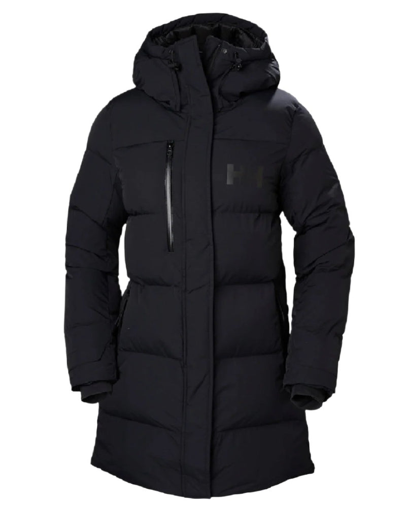 Black Helly Hansen Adore Ladies Puffy Parka on white background 