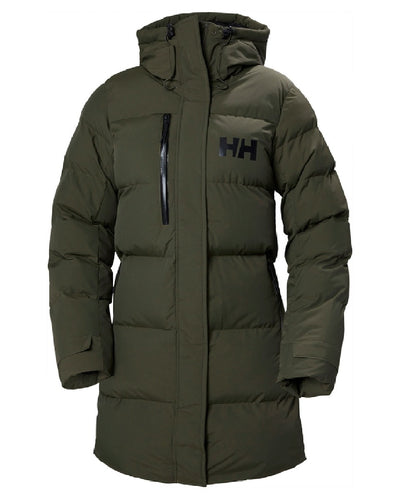 Utility Green Helly Hansen Adore Ladies Puffy Parka on white background #colour_utility-green