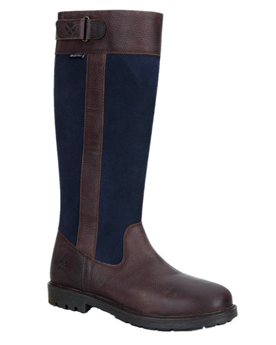 Dark Brown Navy Coloured Hoggs of Fife Cleveland II Womens Country Boots on white background #colour_dark-brown-navy