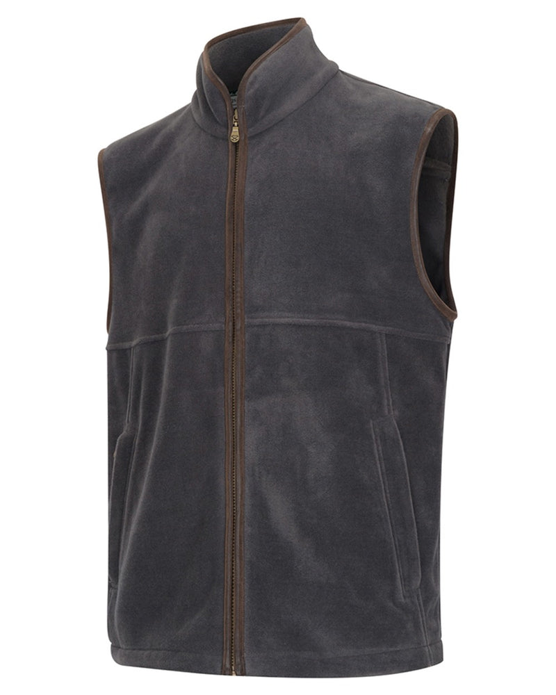 Charcoal Coloured Hoggs of Fife Stenton Technical Fleece Gilet on white background 