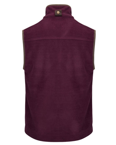 Merlot coloured Hoggs of Fife Stenton Technical Fleece Gilet on white background #colour_merlot