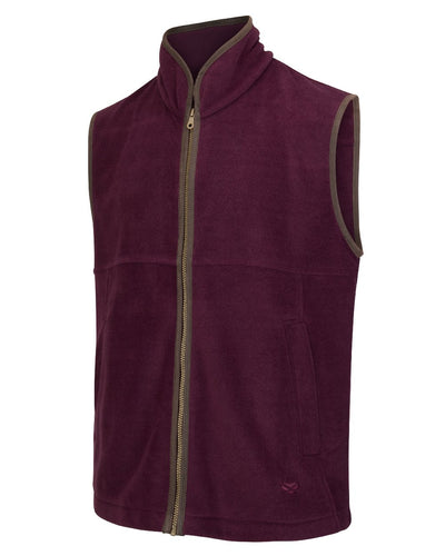 Merlot coloured Hoggs of Fife Stenton Technical Fleece Gilet on white background #colour_merlot