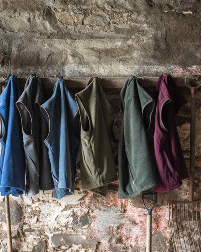 Slate Grey coloured Hoggs of Fife Stenton Technical Fleece Gilet on outdoor background #colour_slate-grey