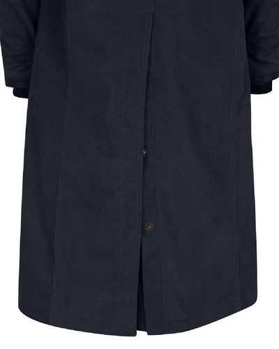 Navy coloured Hoggs of Fife Struther Ladies Long Riding Coat on white background #colour_navy