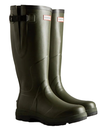 Green coloured Hunter Balmoral Side Adjustable Classic Unisex Wellington Boots on white background #colour_green