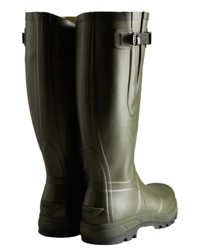 Green coloured Hunter Balmoral Side Adjustable Classic Unisex Wellington Boots on white background #colour_green