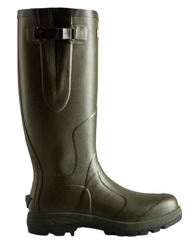 Green coloured Hunter Balmoral Side Adjustable Classic Unisex Wellington Boots on white background #colour_green