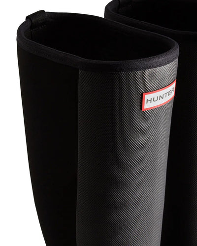 Black coloured Hunter Mens Balmoral Hybrid Tall Wellington Boots on white background #colour_black