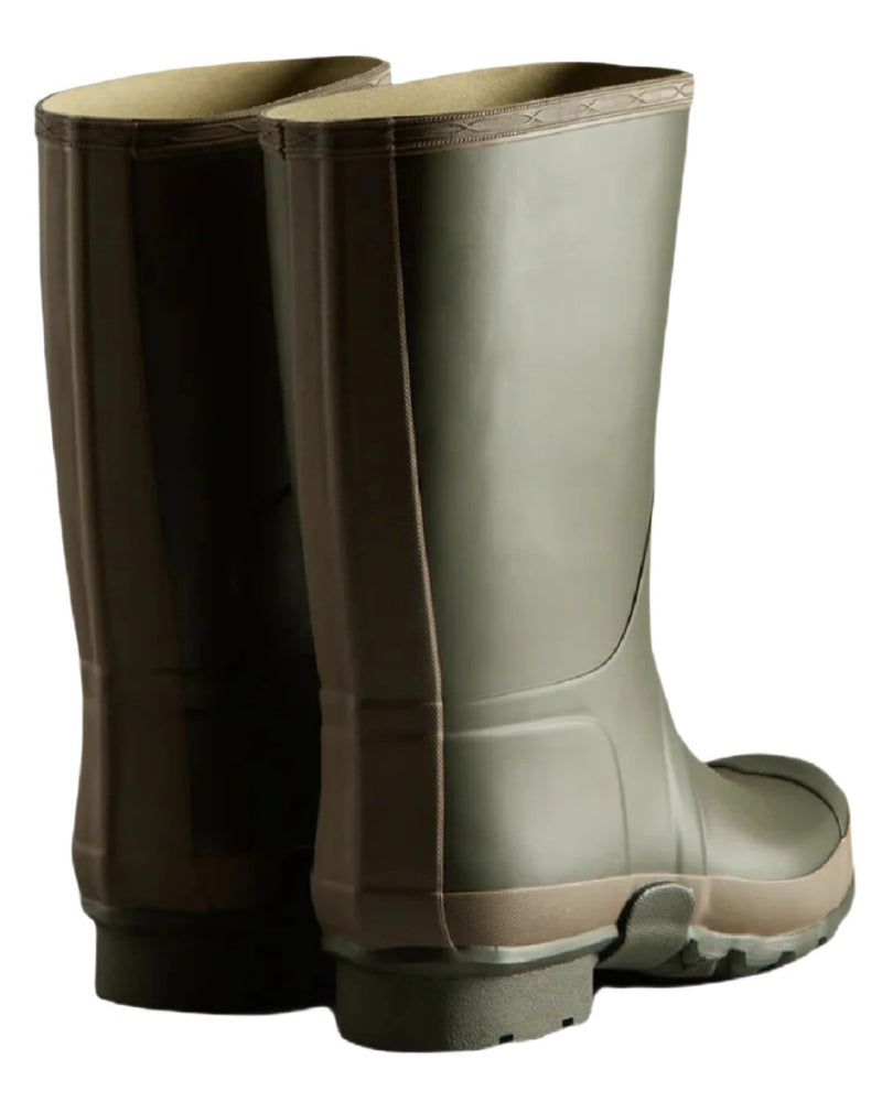 Dark Olive Clay coloured Hunter Mens Gardener Wellington Boots on white background 